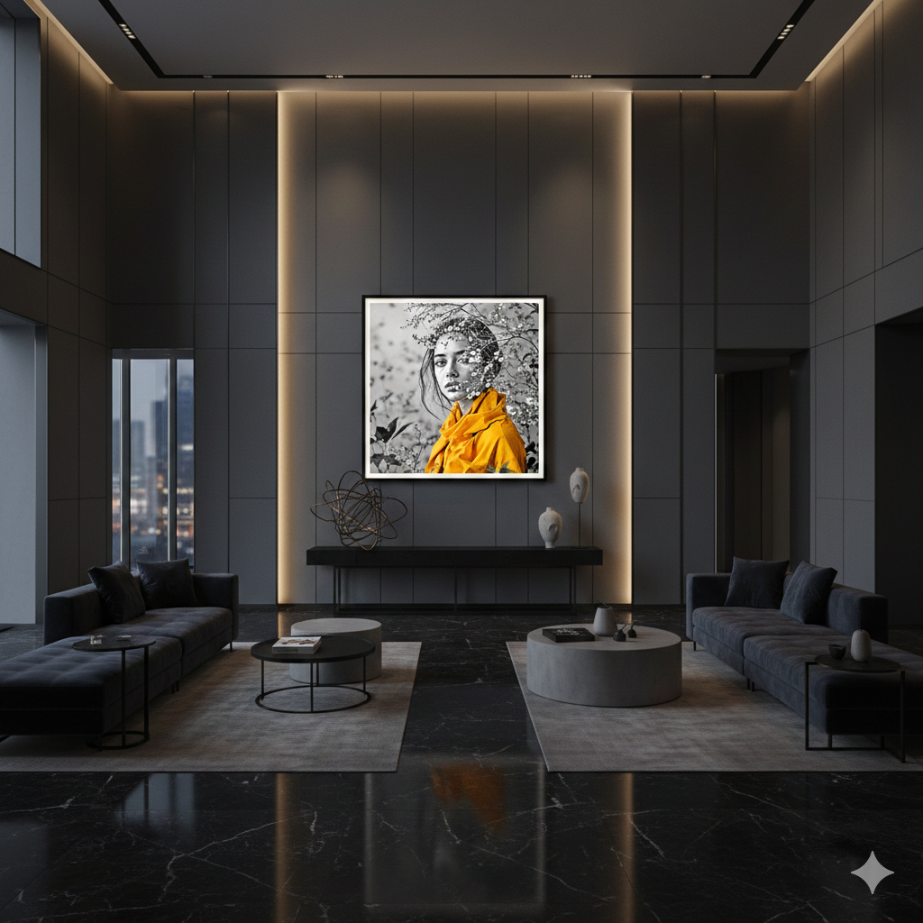 Yellow Scarf Portrait Digital Art