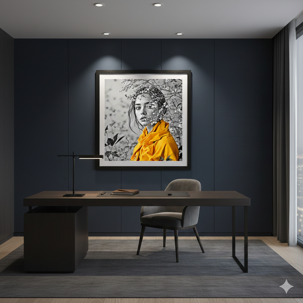 Yellow Scarf Portrait Digital Art