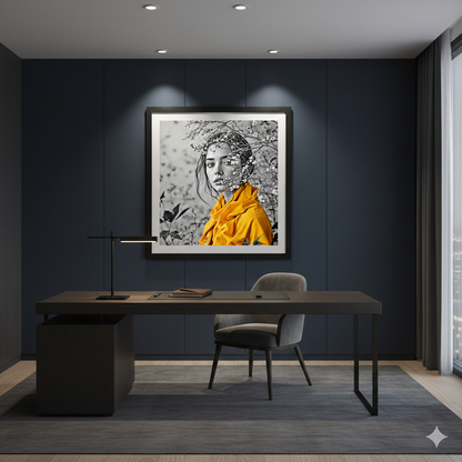 Yellow Scarf Portrait Digital Art