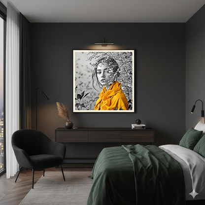 Yellow Scarf Portrait Digital Art