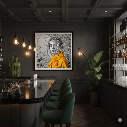 Yellow Scarf Portrait Digital Art