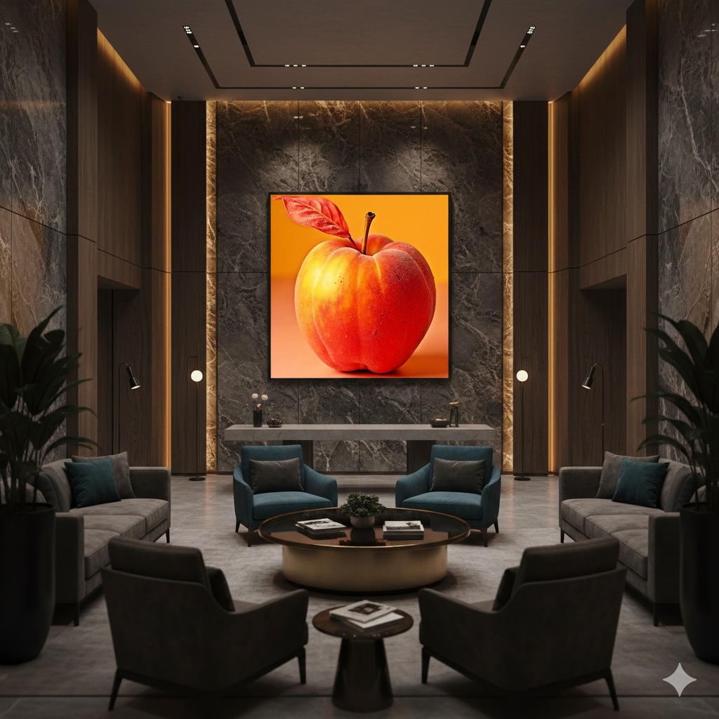 Surreal Red Peach Apple Hybrid - High-Res 8192px Square Digital Art