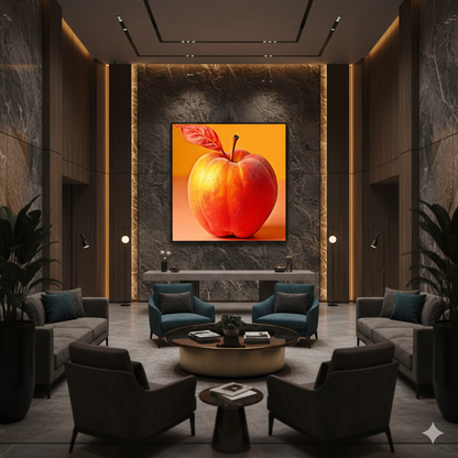 Surreal Red Peach Apple Hybrid - High-Res 8192px Square Digital Art