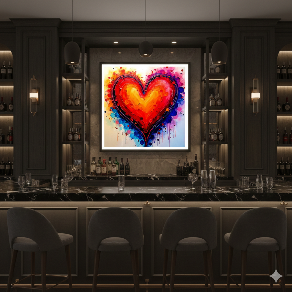 Vibrant Abstract Heart Digital Art - Colorful Watercolor Splatter Print