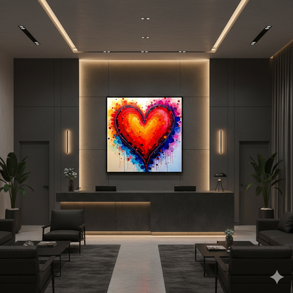 Vibrant Abstract Heart Digital Art - Colorful Watercolor Splatter Print