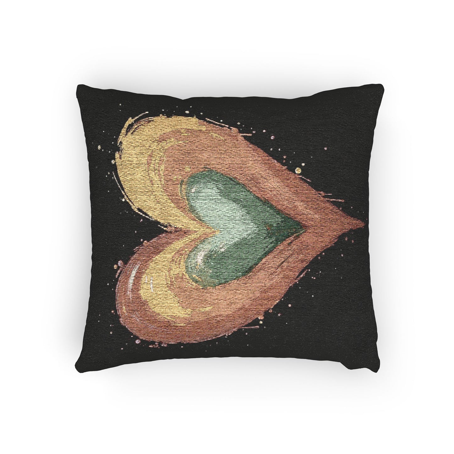 Handpainted Heart Woven Pillow | Boho Heart Decorative Pillow