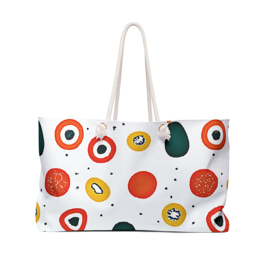 Abstract Sushi Roll Pattern Weekender Bag | Japanese Food Dots, Large Tote Bag