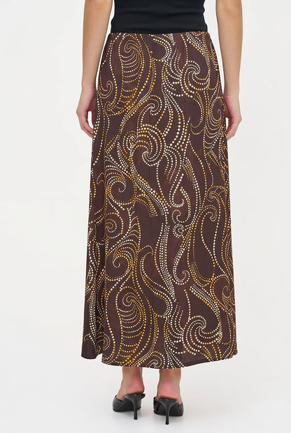 Women's Printed Woven Pull-On Flowing Skirt