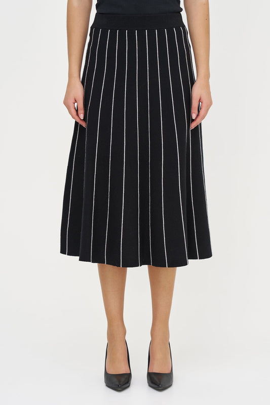Women's Knit Color-Block Pull-On A-Line Skirt with Piping