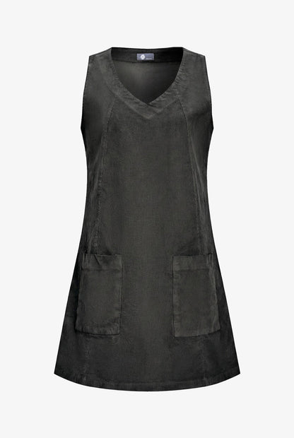 Women's Corduroy Sleeveless V-Neck Dress with Patch Pockets