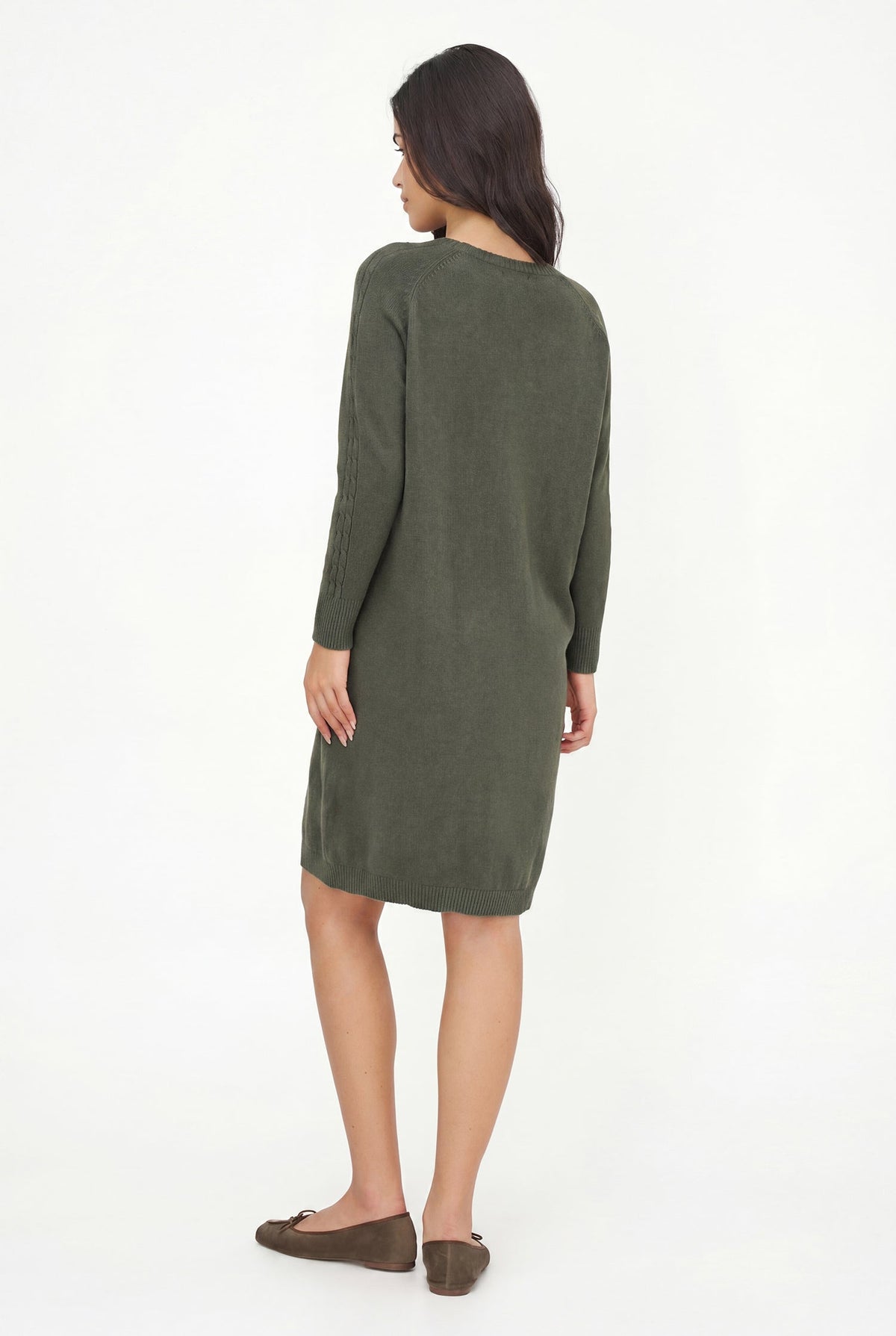 Women's Knit Scoop-Neck Dress, Long Raglan Sleeves & Patch Pockets