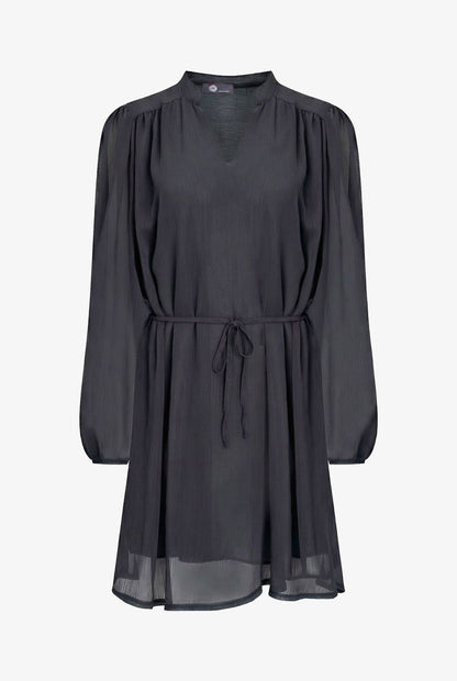 Women's Woven V-Neck Dress, Long Sleeves & Removable String Belt