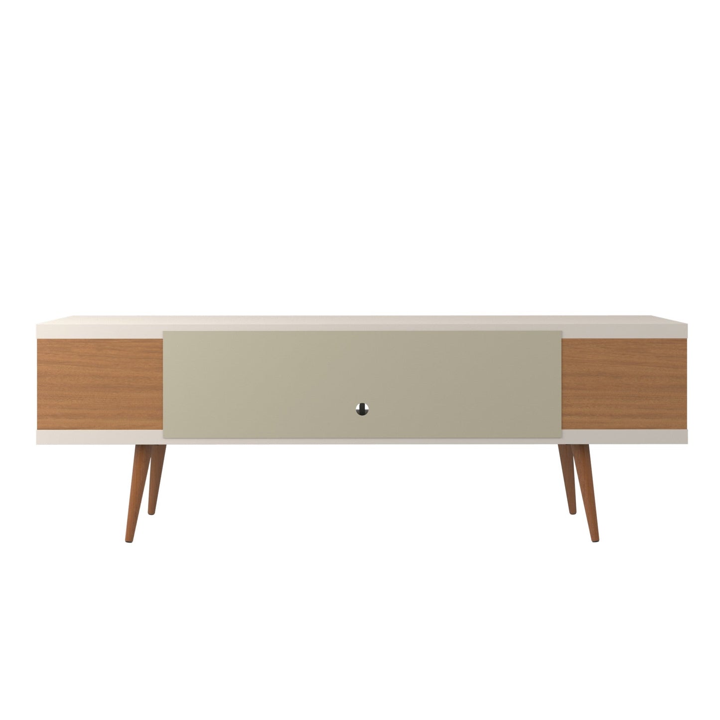 Eureka Modern 70.47" TV Stand with 4 Shelves - Off White Gloss/Maple Cream