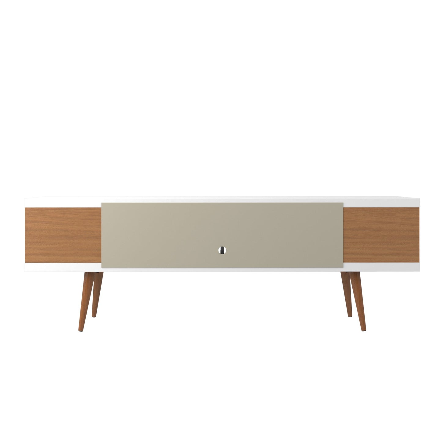 Eureka Modern 70.47" TV Stand with 4 Shelves - White Gloss/Maple Cream