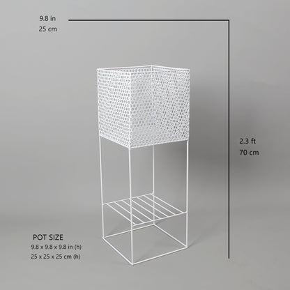 Salma White Raised Metal Pot Planter 2.3’