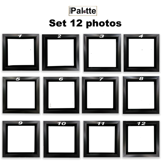 Leinwandbild-Set mit 12 gerahmten Quadraten