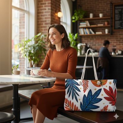 Colorful Tropical Leaves Weekender Bag | Palm Leaf Travel Tote Bag | Large Tote Bag | Mom Weekender Bag | mom carry on bag - AURABAGS SHOP