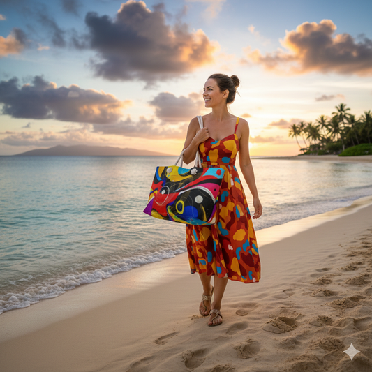 Abstract Colorful Swirl Weekender Bag | Bold Geometric Tote