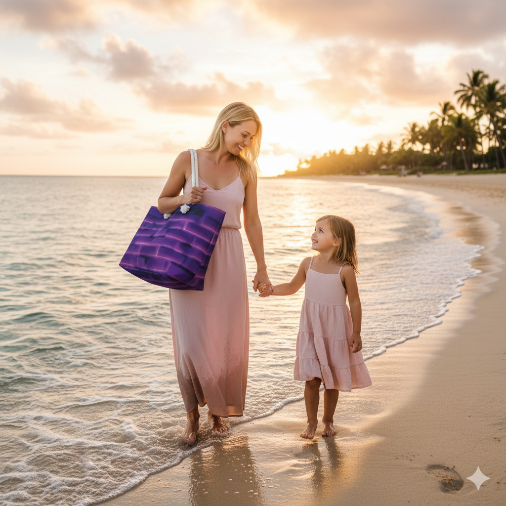 Purple Brick Pattern Weekender Bag | Gradient Brick, Large Tote Bag - AURABAGS SHOP