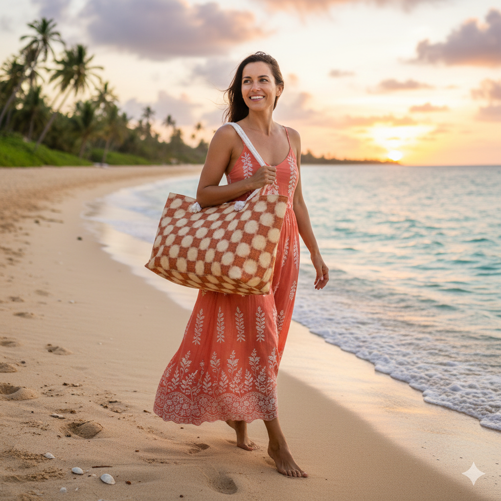 Warm Checkerboard Pattern Weekender Bag | Retro Orange Cream Tote | Beach Tote| Large Tote Bag| Mom on the go bag |mom bag - AURABAGS SHOP