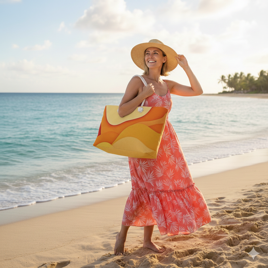 Abstract Color Wave Weekender | Beach Tote Bag | Large Tote Bag