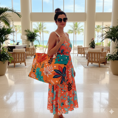 Autumn Leaves Weekender Bag | Orange Floral Travel Tote | Mom Carryon