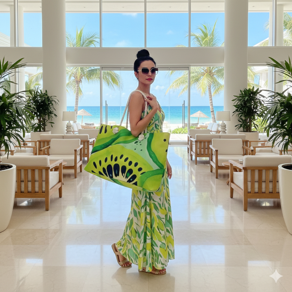 Kiwi Slices Weekender Bag | Tropical Fruit Beach Tote | Busy Mom Carryon