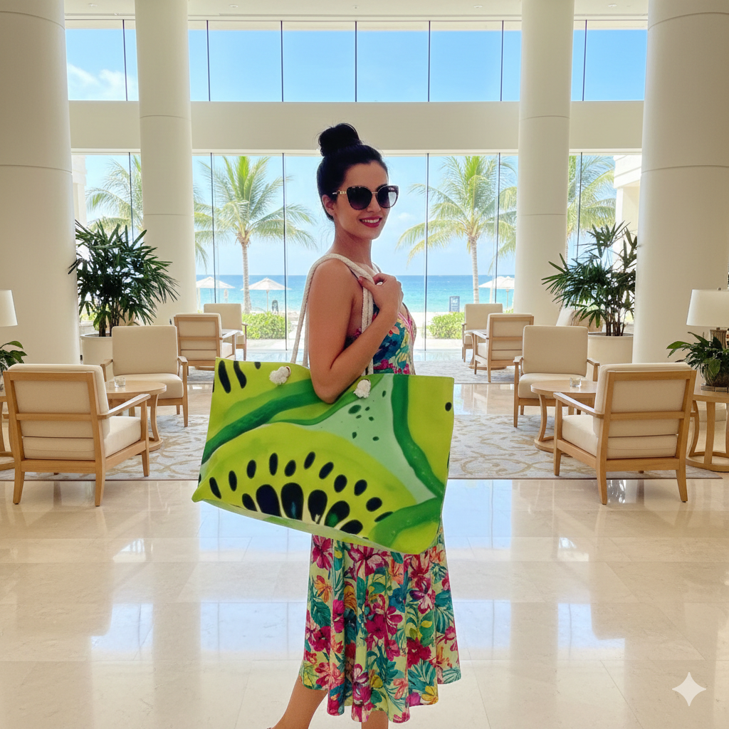 Kiwi Slices Weekender Bag | Tropical Fruit Beach Tote | Busy Mom Carryon