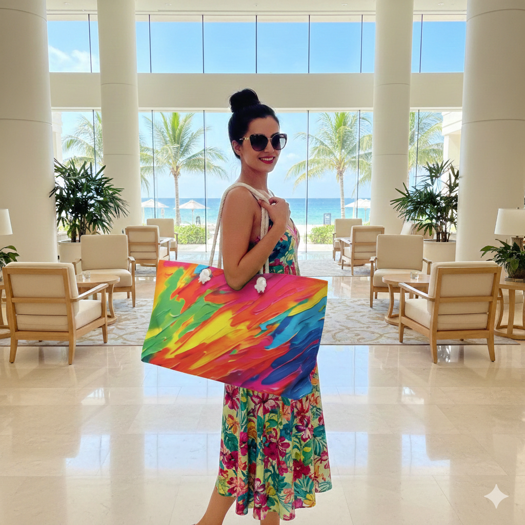 Abstract Rainbow Paint Swirl Weekender Bag | Colorful Travel Tote | Mom Carryon