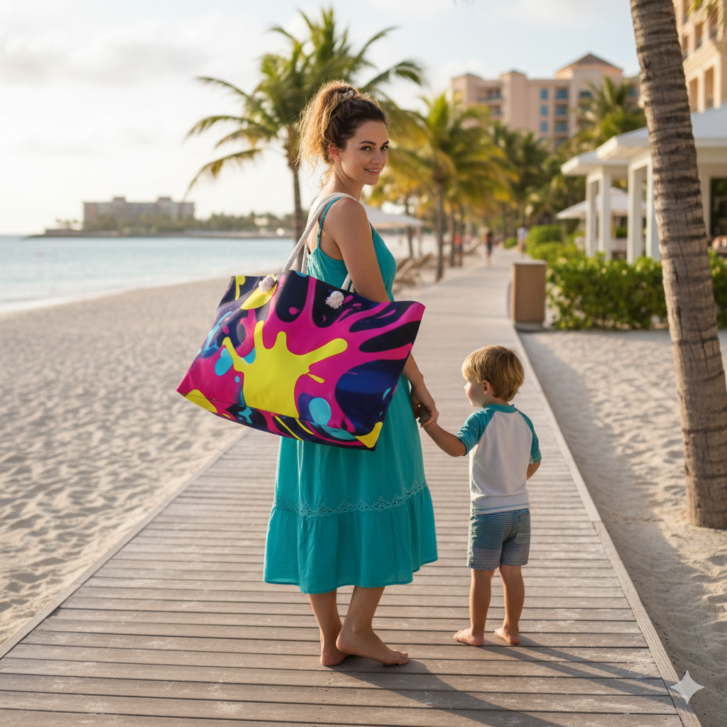 Neon Paint Splatter Weekender Bag | Colorful Travel Tote | Busy Mom Carryon