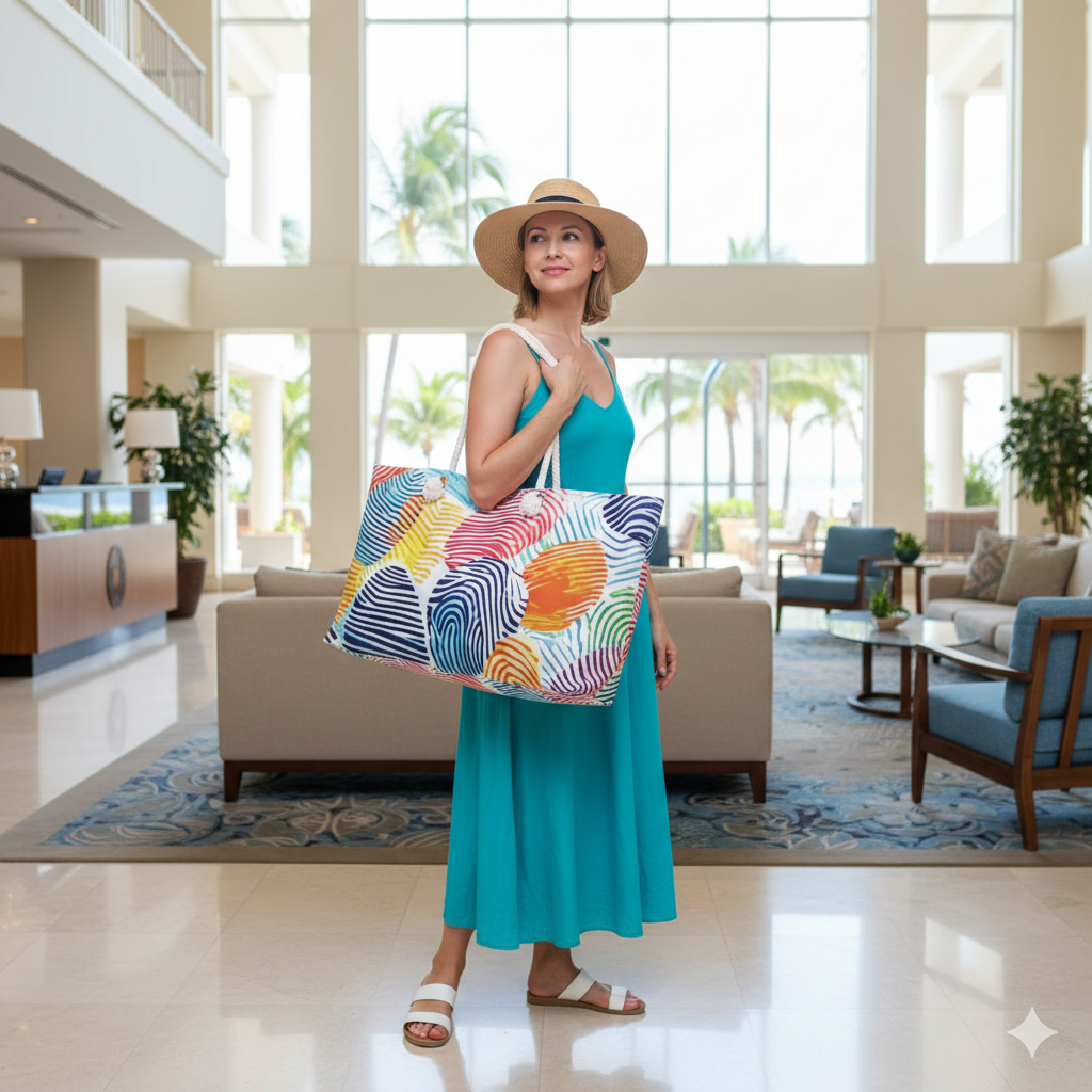 Colorful Fingerprint Pattern Weekender Bag | Rainbow Beach Tote | Moms Carryon