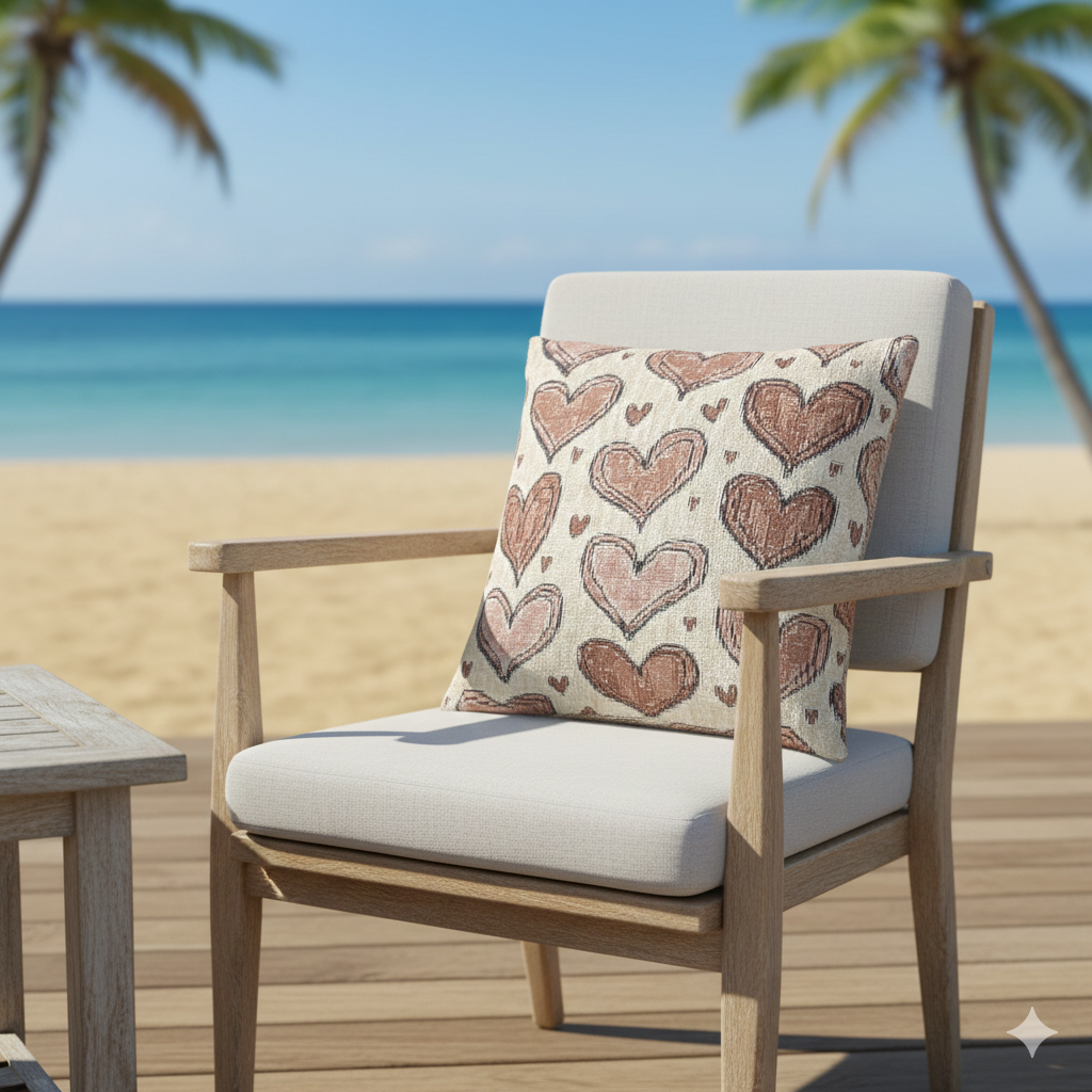 Pink Heart Pattern Woven Pillow | Boho Valentine Decorative Throw - AURABAGS SHOP