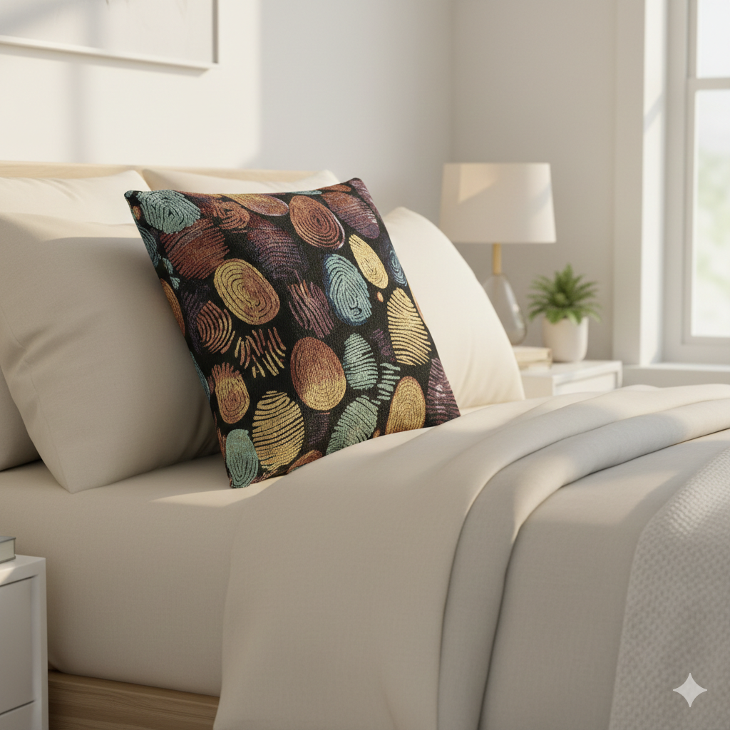 Abstract Pebble Tapestry Woven Pillow | Multicolor Stone Pattern Throw Cushion - AURABAGS SHOP