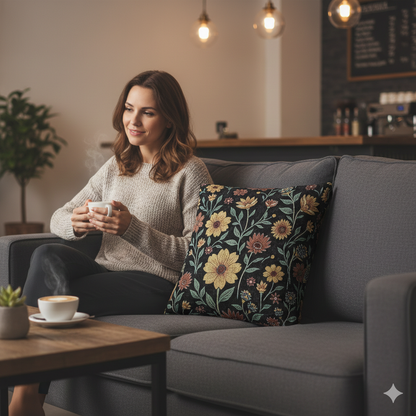 Vintage Floral Woven Pillow | Tapestry Sunflower Cushion, Botanical Throw Pillow - AURABAGS SHOP