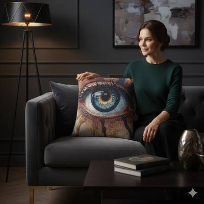 Blue Eye Artwork Woven Pillow | Surreal Eye Tapestry Throw Pillow - AURABAGS SHOP