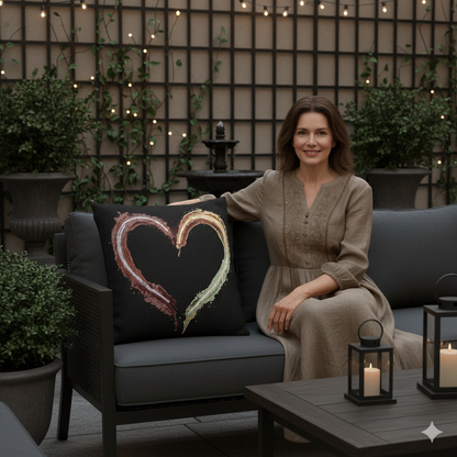 Iridescent Brushstroke Heart Pillow | Woven Pillow