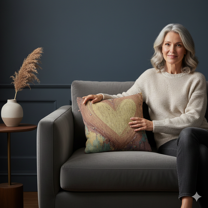 Rustic Heart Woven Pillow | Boho Farmhouse Throw Pillow