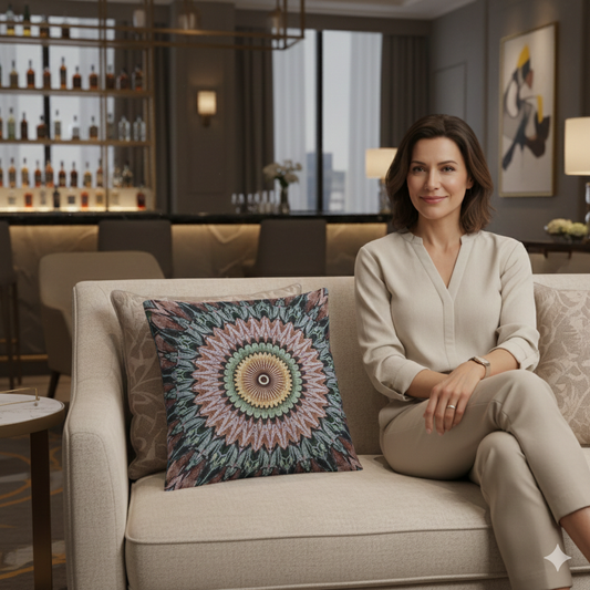 Mandala Sunburst Woven Pillow | Boho Geometric Decorative Cushion Cover