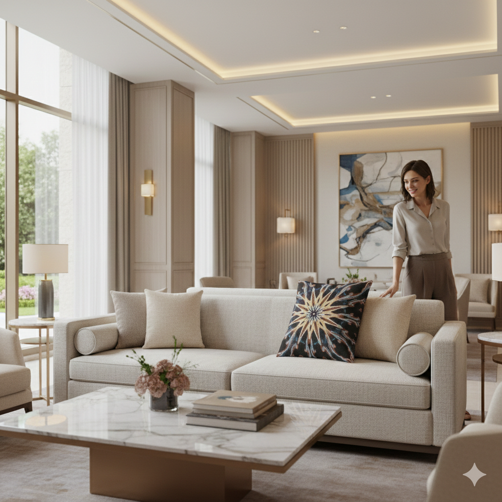 Starburst Mandala Woven Pillow | Geometric Boho Throw Cushion