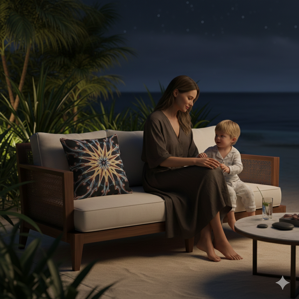 Starburst Mandala Woven Pillow | Geometric Boho Throw Cushion