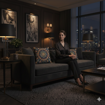 Geometric Mandala Woven Pillow | Boho Mosaic Throw Cushion