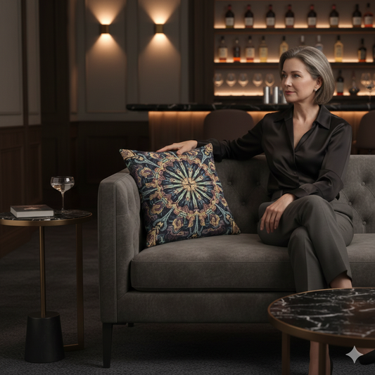 Geometric Mandala Woven Pillow | Boho Mosaic Throw Cushion