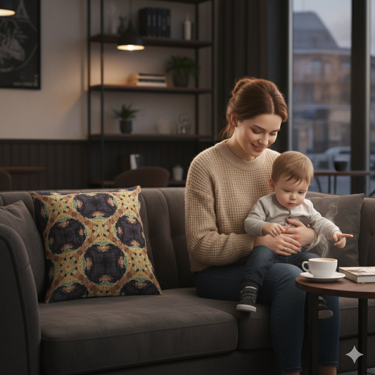 Geometric Mosaic Pattern Woven Pillow | Boho Tile Throw Cushion