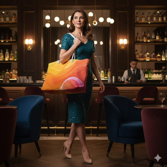 Sunset Abstract Waves Weekender Bag | Colorful Beach Tote