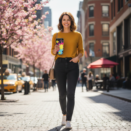 Neon Paint Splatters Stainless Steel Travel Mug | Colorful Splash