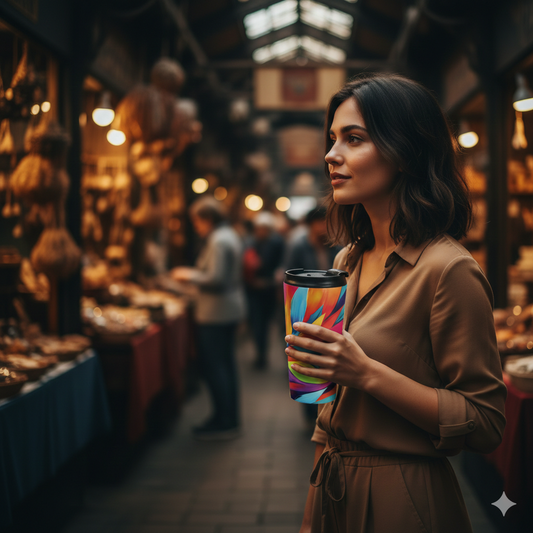 Colorful Abstract Petals Stainless Steel Travel Mug