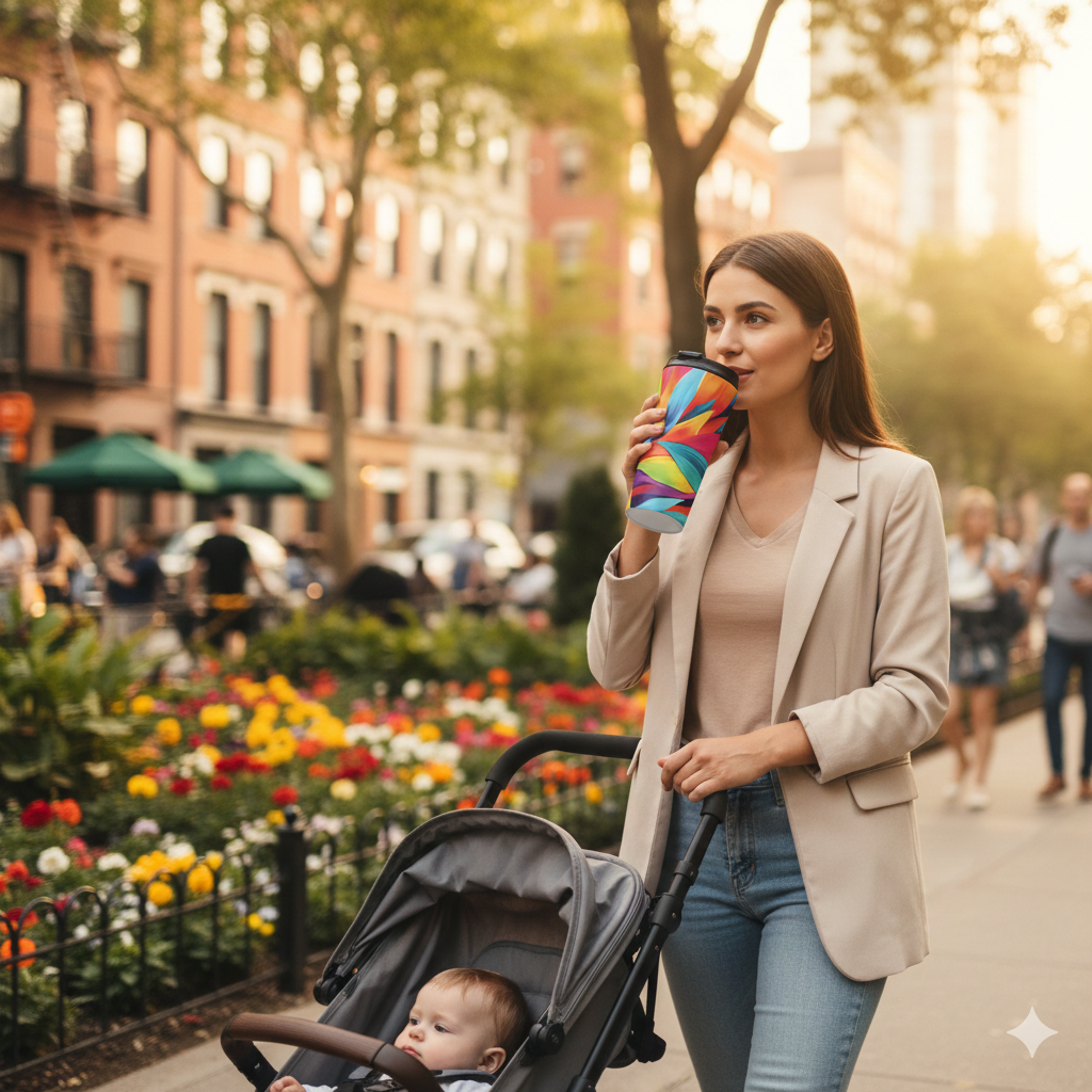 Colorful Abstract Petals Stainless Steel Travel Mug
