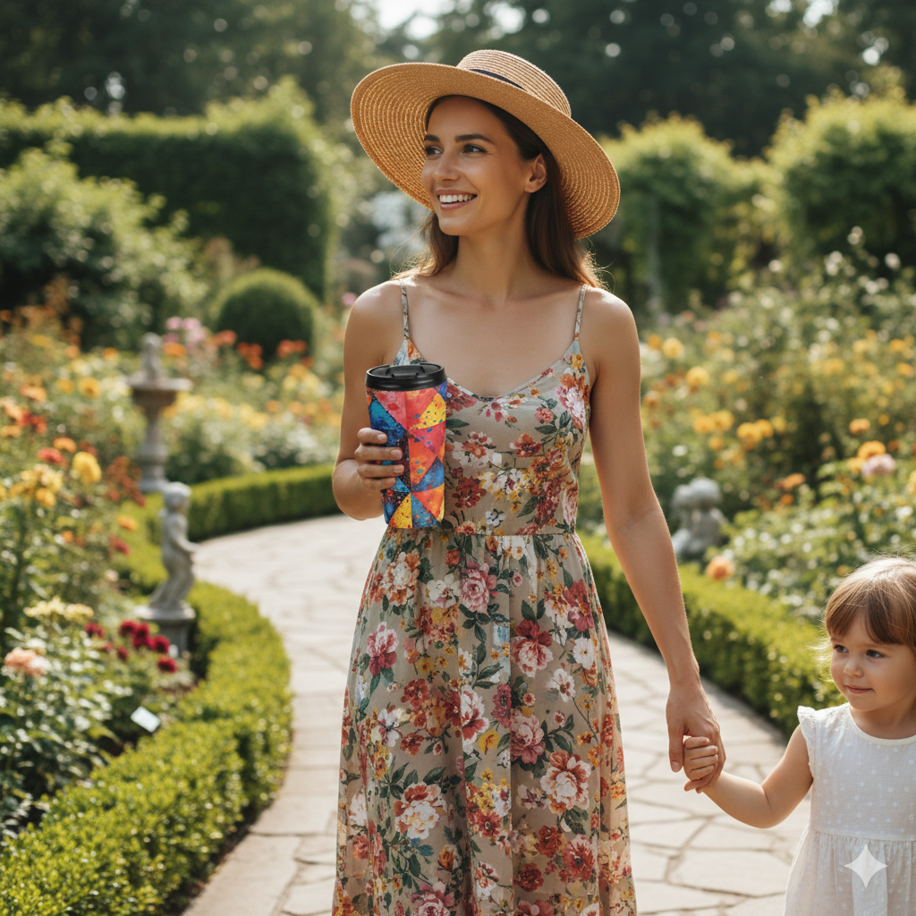 Colorful Geometric Splash Travel Mug — Stainless Steel Insulated Tumbler