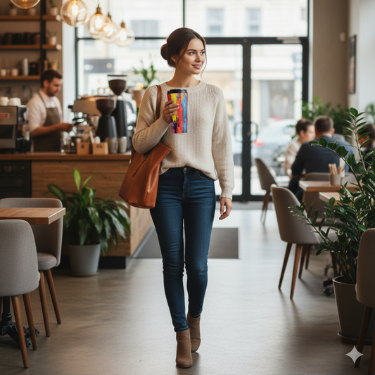 Colorful Abstract Paint Stroke Stainless Steel Travel Mug