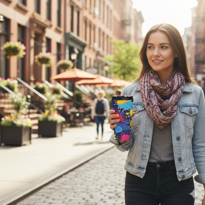 Color Splash Stainless Steel Travel Mug — Vibrant Paint Splat Design